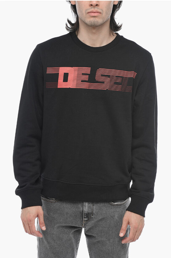 Shop Diesel Brushed Cotton S-ginn-e3 Crewneck Sweatshirt With Logo Print