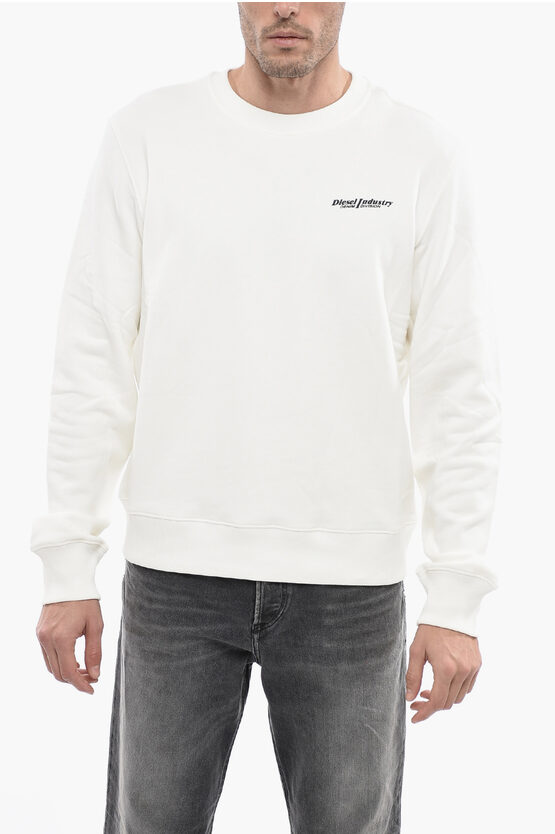 Diesel Brushed Cotton S-ginn New Ind Out Crew-neck Sweatshirt In White