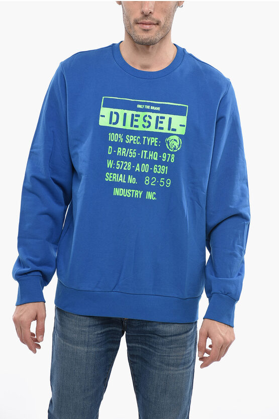 Diesel Brushed Cotton S-girk-s3 Crew-neck Sweatshirt In Blue
