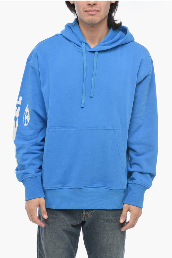 Shop Diesel Brushed Cotton S-macs-g7 Printed Hoodie