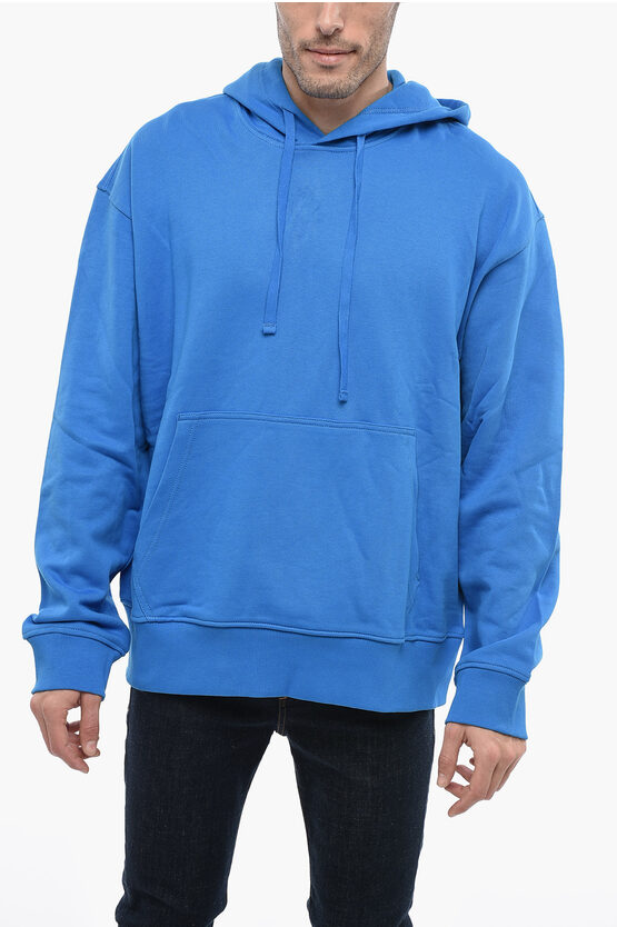 Diesel Brushed Cotton S-macs-hood-g6 Hoodie With Contrasting Maxi L In Blue