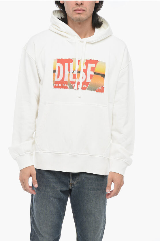 Shop Diesel Brushed Cotton S-macs-poff-l1 Hoodie With Distressed Effcet