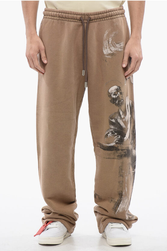 Off-white Brushed Cotton S.mathherw Printed Joggers