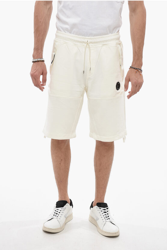 Shop C.p. Company Brushed Cotton Shorts With Drawstrings