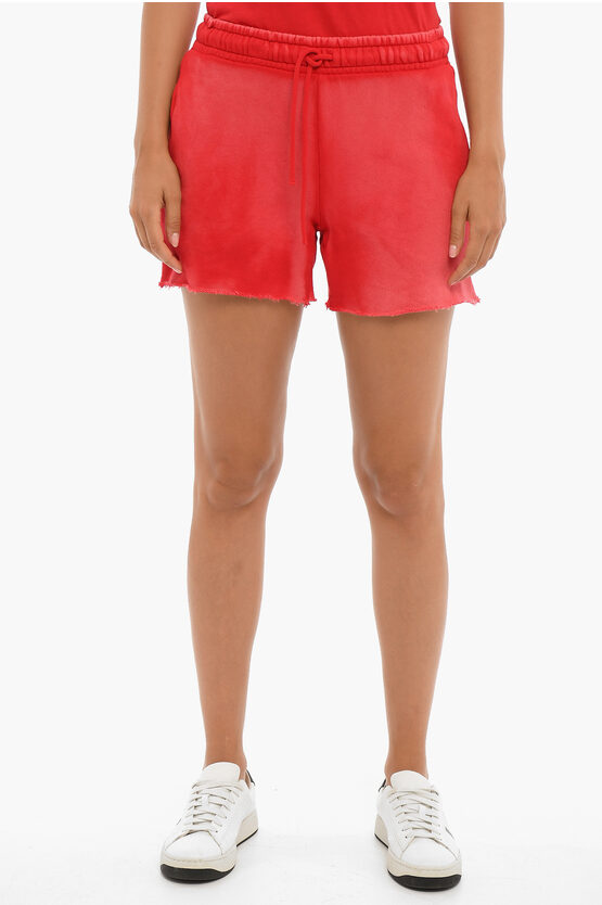 Cotton Citizen Brushed Cotton Shorts With Raw Cut Bottom In Red