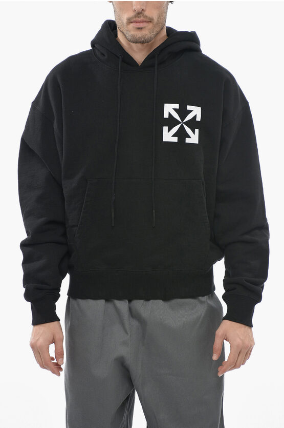 OFF-WHITE BRUSHED COTTON SINGLE ARROW HOODIE