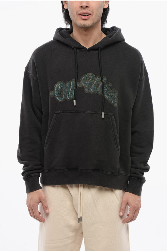 Off-white Brushed Cotton Skate-fit Bacchus Printed Hoodie
