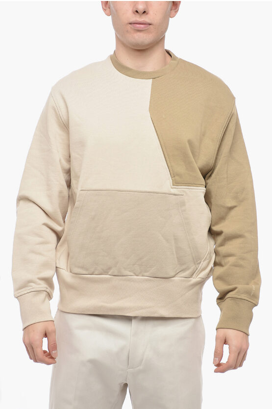 Neil Barrett Brushed Cotton Slim Fit Sweatshirt With Colour Block Design In Multi