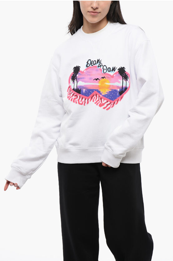 Dsquared2 Brushed Cotton Spray Sunset Crew Neck Sweatshirt