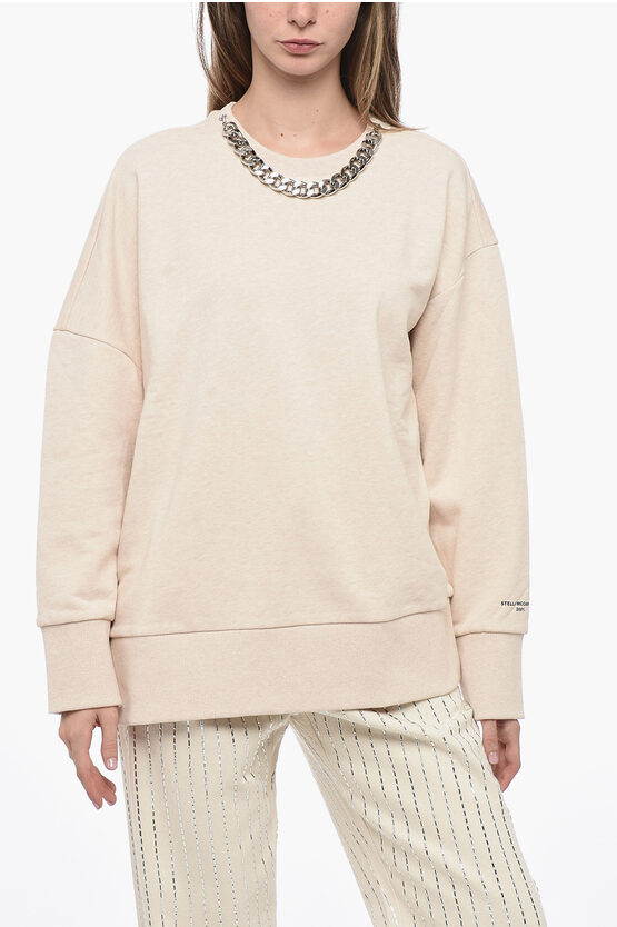 Shop Stella Mccartney Brushed Cotton Sweater With Chain Detail