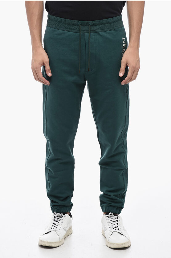 SAINT LAURENT BRUSHED COTTON SWEATPANTS WITH CUFFS 