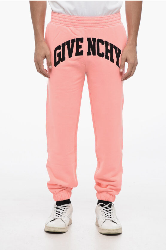 Shop Givenchy Brushed Cotton Sweatpants With Logo Patch