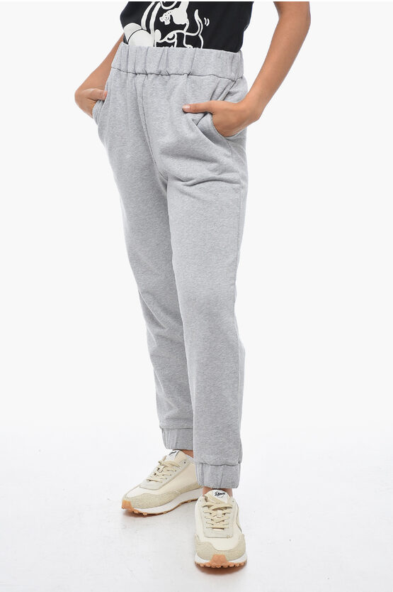 Shop Fabiana Filippi Brushed Cotton Sweatpants With Rhinestoned Detail