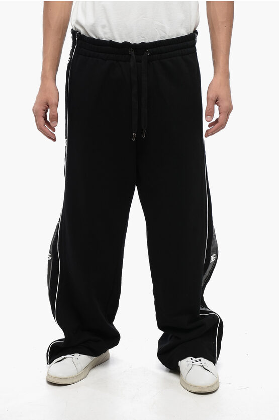 Shop Dolce & Gabbana Brushed Cotton Sweatpants With Side Logoed Bands