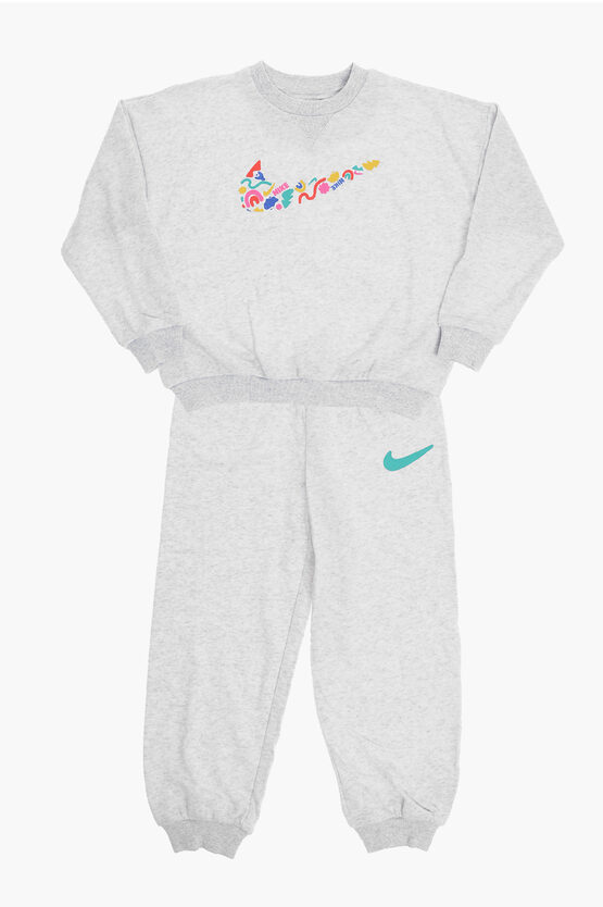 Nike Brushed Cotton Sweatshirt And Joggers Set In Gray