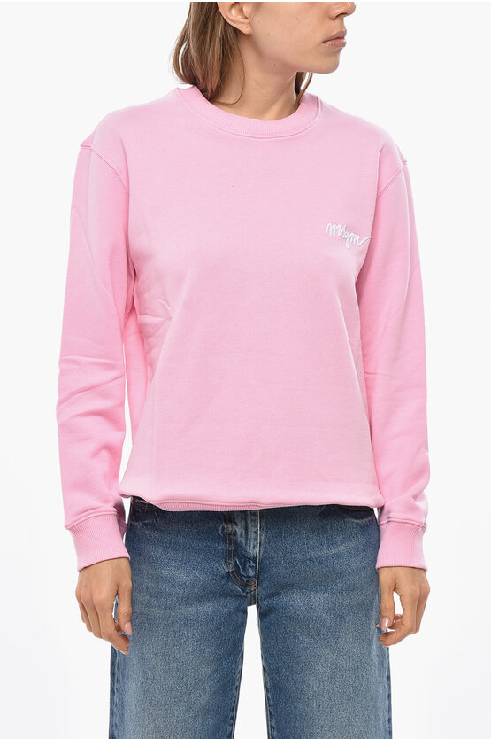 Msgm Brushed Cotton Sweatshirt With Embroidered Logo