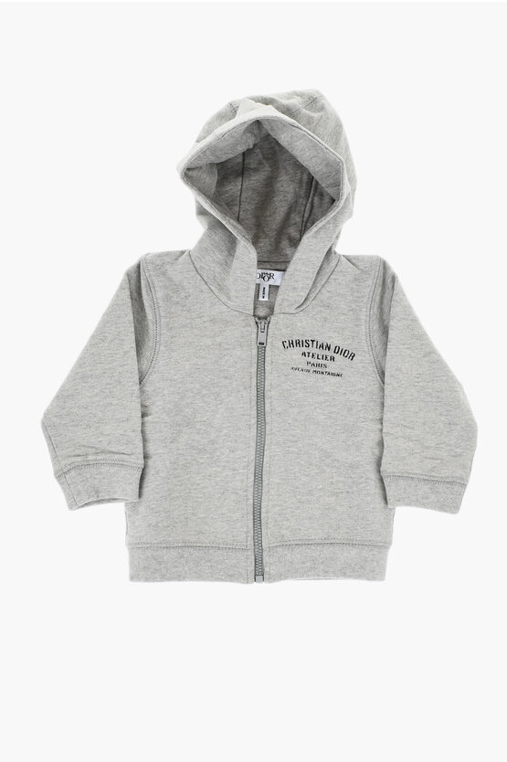 DIOR BRUSHED COTTON SWEATSHIRT WITH ZIP CLOSURE