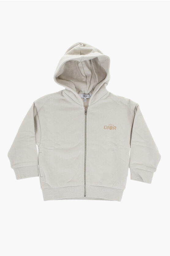 DIOR BRUSHED COTTON SWEATSHIRT WITH ZIP CLOSURE
