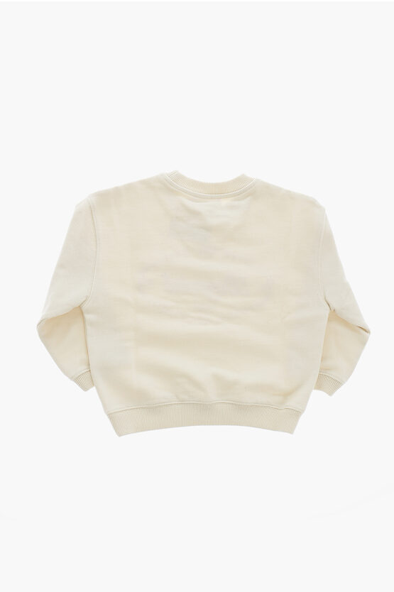 Brushed Cotton TAYLA Crew-neck Sweatshirt with Embroidered Logo