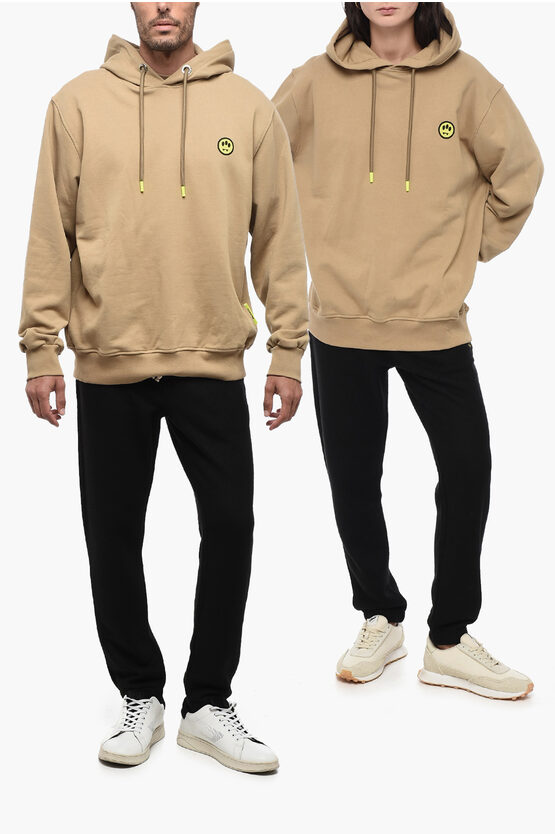 Shop Barrow Brushed Cotton Unisex Hoodie With Contrasting Details