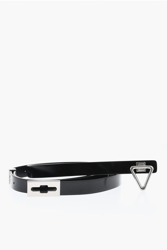 Bottega Veneta Brushed Leather Adjustable Belt With Triangle Buckle 20mm