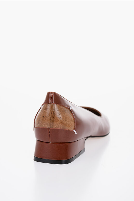 Brushed Leather Ballerinas With Cut-out Details