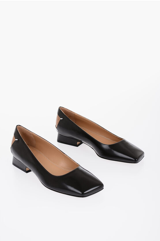 Maison Margiela Brushed Leather Ballerinas With Cut-out Details
