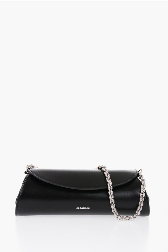 Shop Jil Sander Brushed Leather Cannolo Trunk Bag With Chain Strap