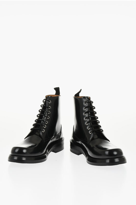 Dior Brushed Leather Carlo Combat Booties In Black