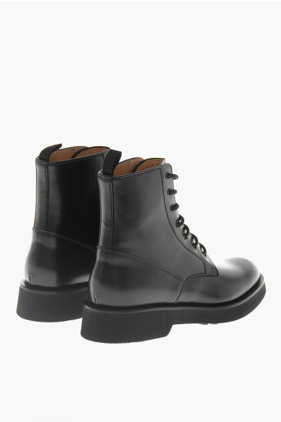 Brushed Leather Combat Boots