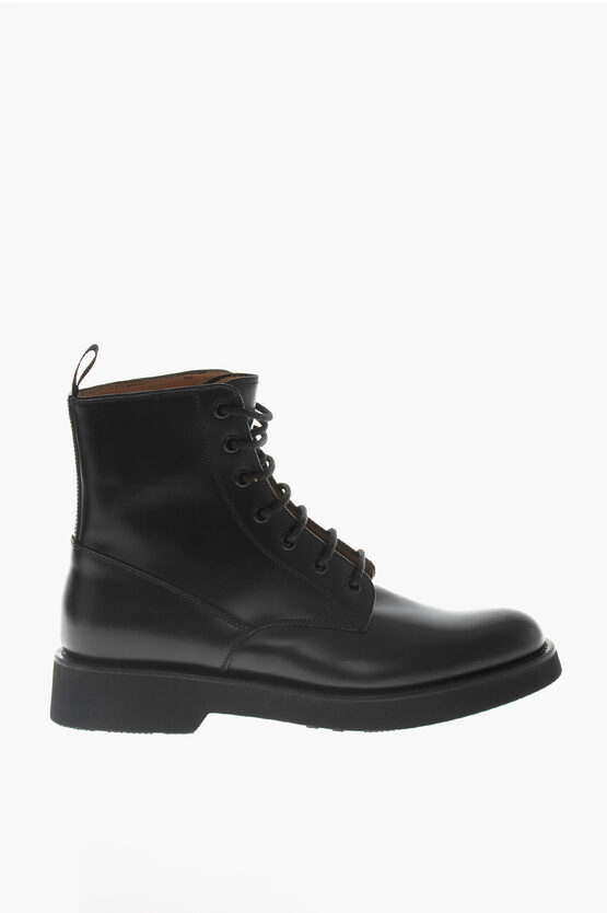 Brushed Leather Combat Boots