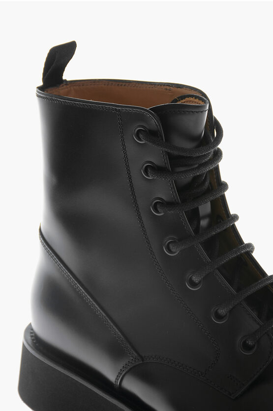 Brushed Leather Combat Boots