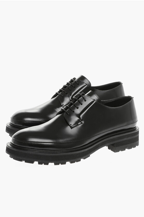Alexander Mcqueen Brushed Leather Derby With Tank Sole