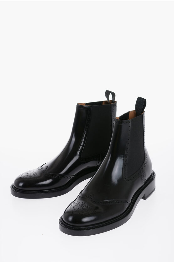 Shop Dior Brushed Leather Evidence Chelsea Boots With Brogues Details