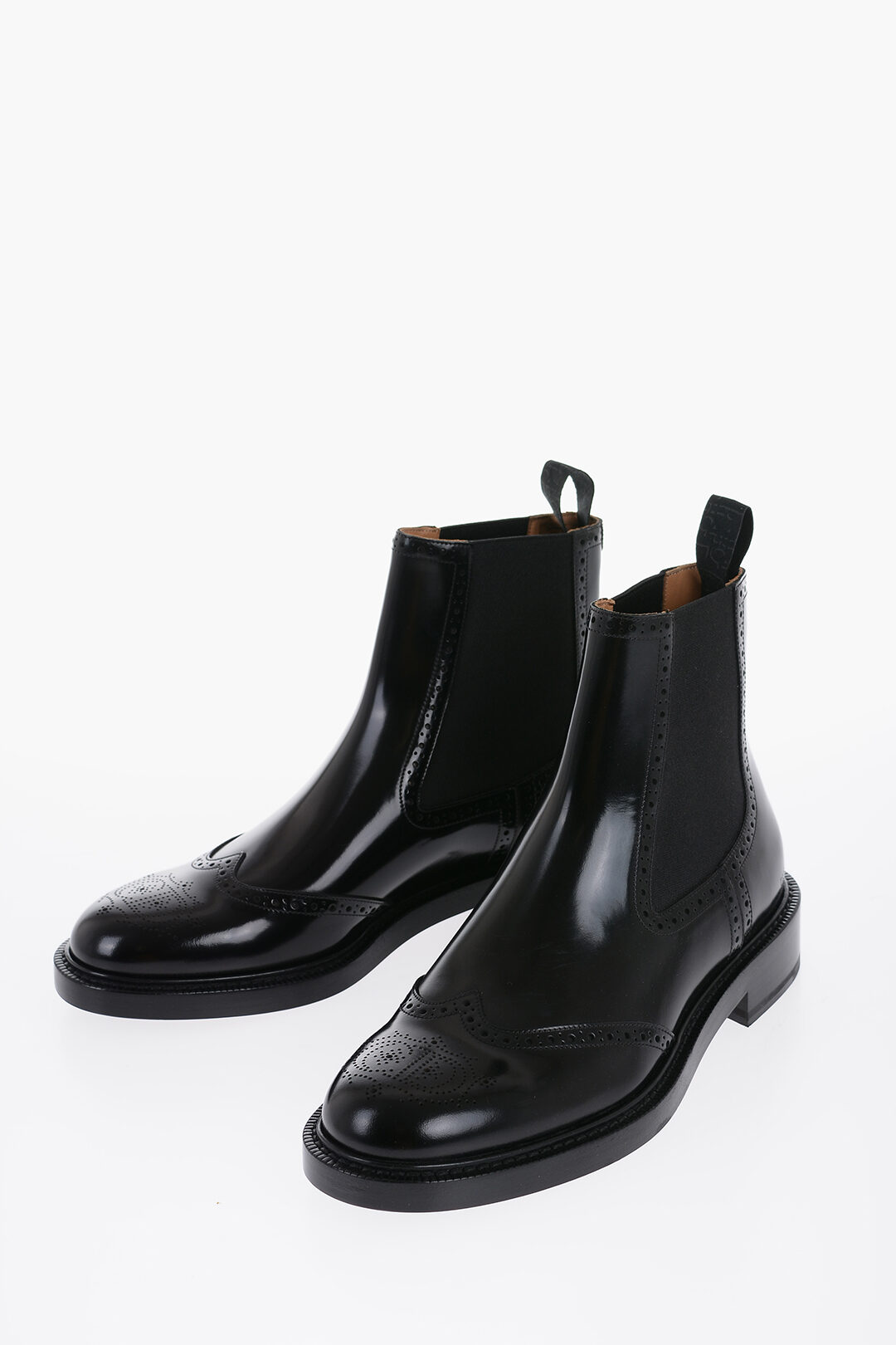 Brushed Leather EVIDENCE Chelsea Boots With Brogues Details