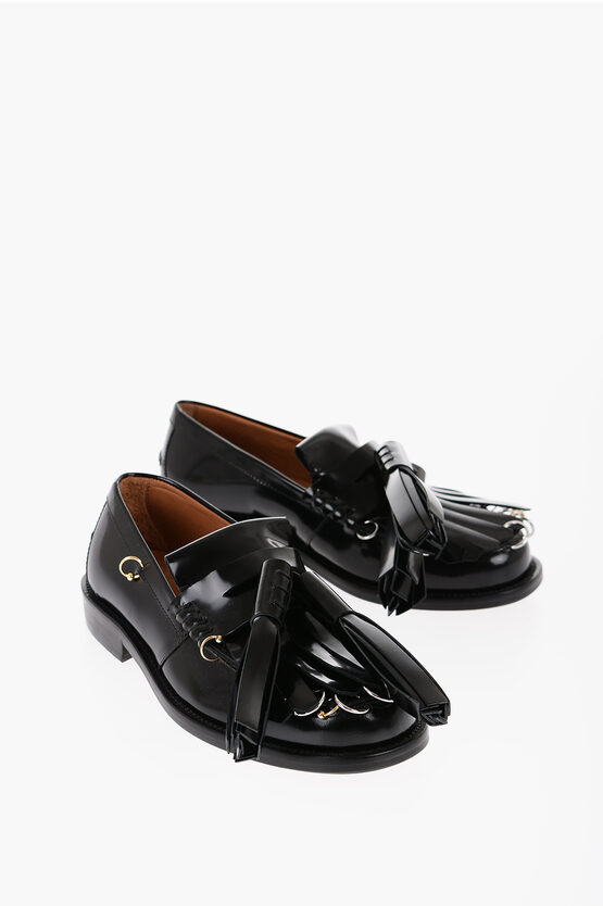 Marni Brushed Leather Kiltie Loafers With Maxi Tassels And Piercin