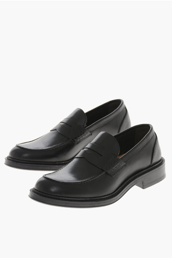 Testoni Brushed Leather Penny Loafers