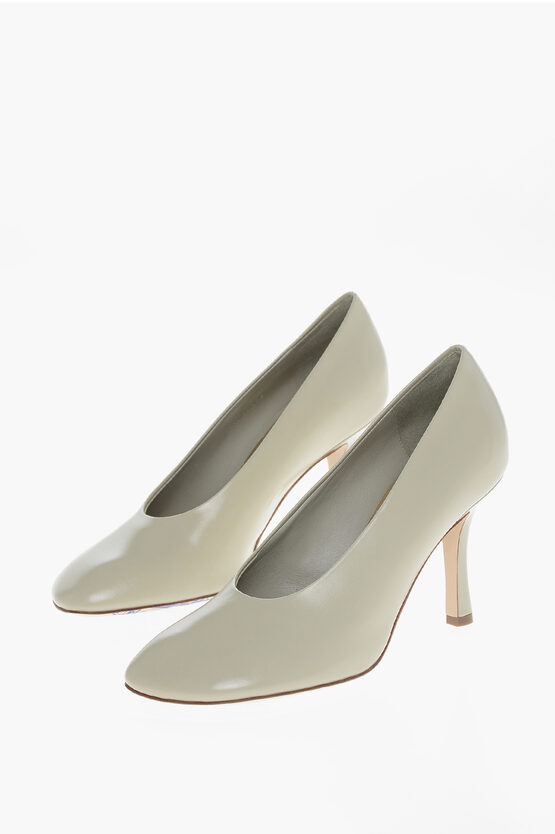 Burberry Beige Shiny Lambskin Pumps With Quilted Insole