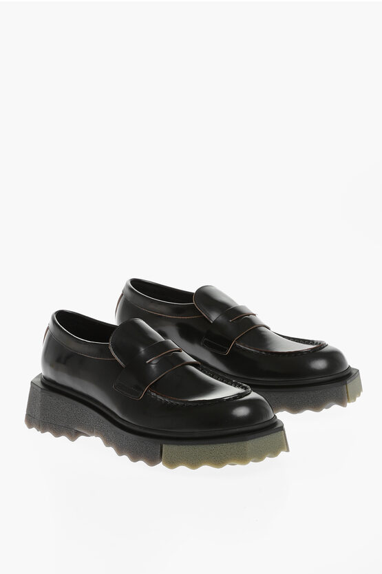 Off-white Brushed Leather Sponge Loafers