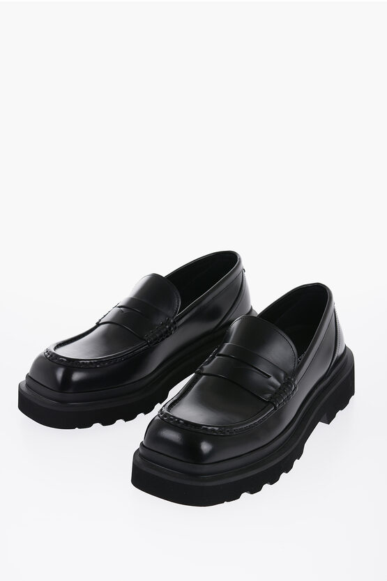 Shop Dolce & Gabbana Brushed Leathers Penny Loafers