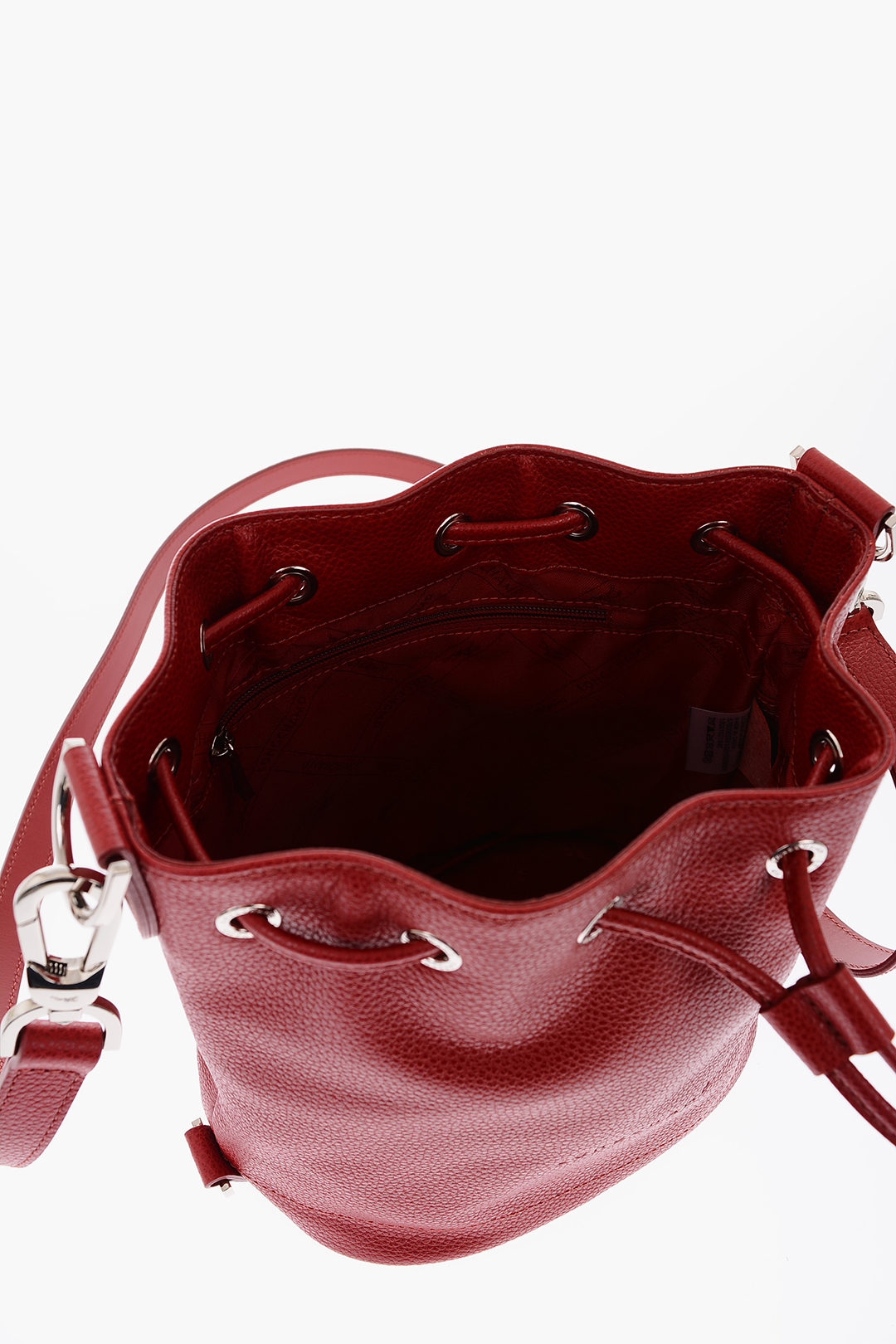 Longchamp, Bags, Longchamp Red Leather Logo Drawstring Bucket Bag
