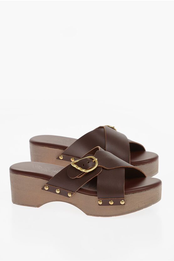 Shop Ancient Greek Sandals Buckled Marilisa Leather Clogs
