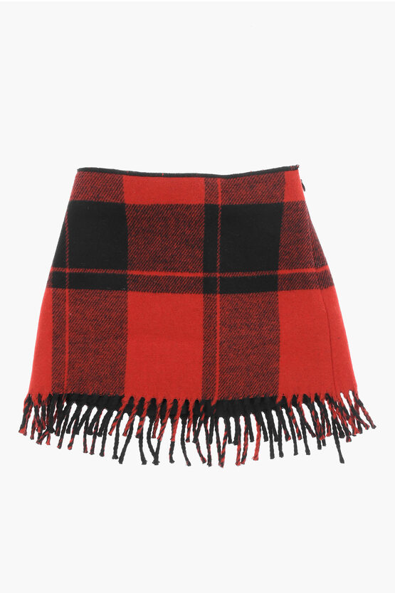 Il Gufo Buffalo Check Skirt With Fringes
