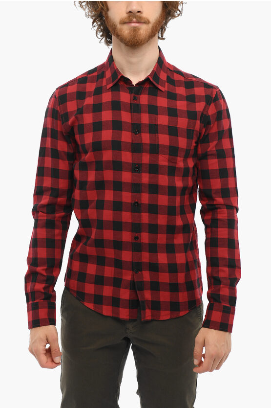 Woolrich Buffalo Checked Shirt With Breast Pocket In Black