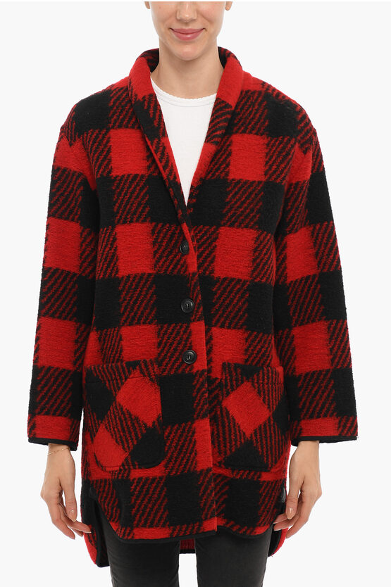 Woolrich Buffalo Checked Two-tone Gentry Coat In Red