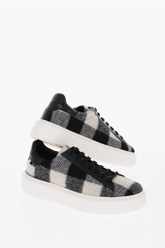 Shop Woolrich Buffalo Checked Virgin Wool And Leather All Around Low-top S