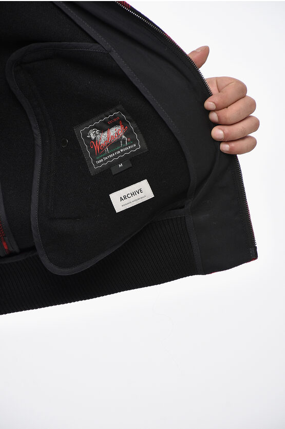 Woolrich Buffalo Checked Wool Blend Bomber Jacket men Glamood Outlet