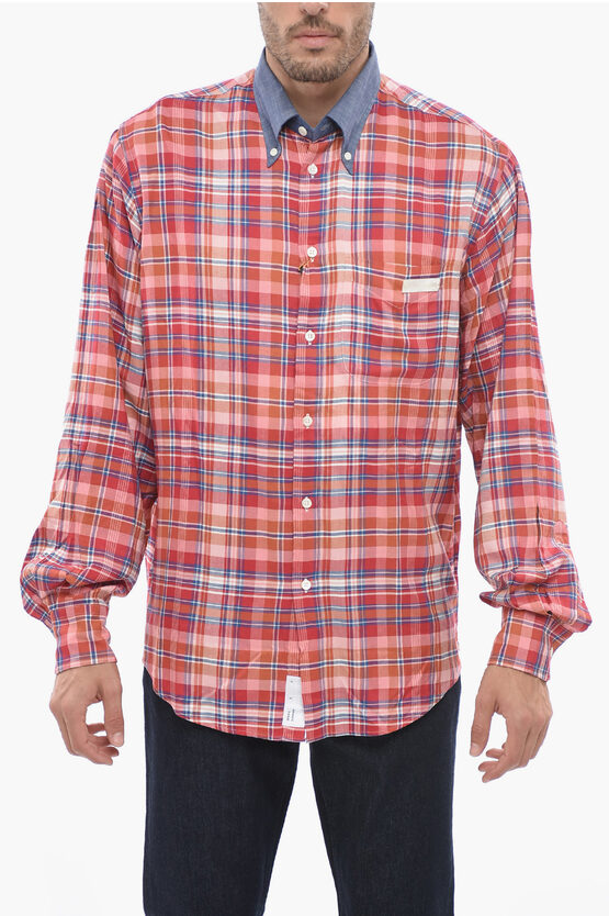 Shop 4sdesigns Button Down Collar Checked Asymmetrical Shirt