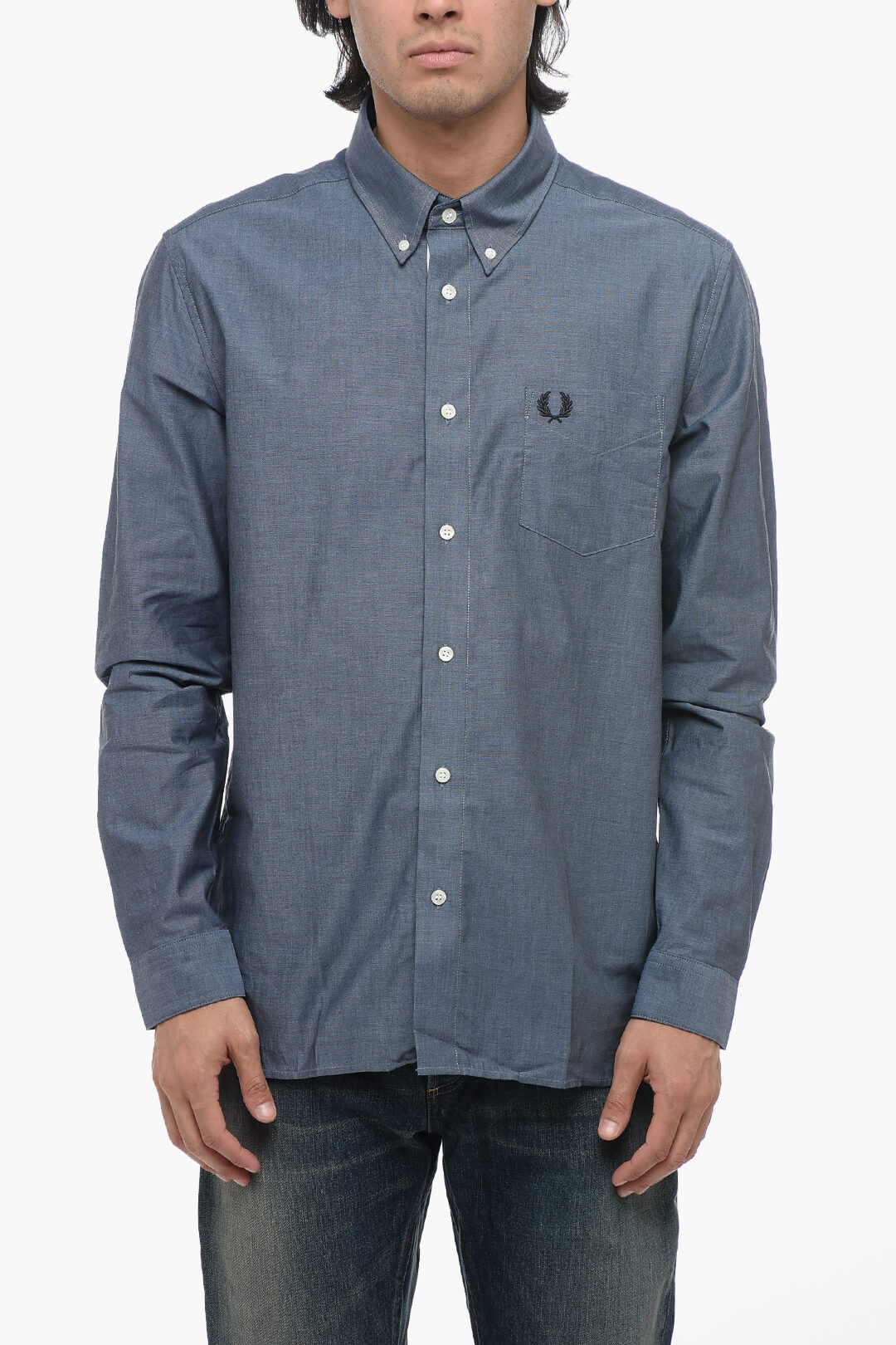 Fred Perry Button down Cotton Shirt with Logoed Breast pocket men Glamood Outlet