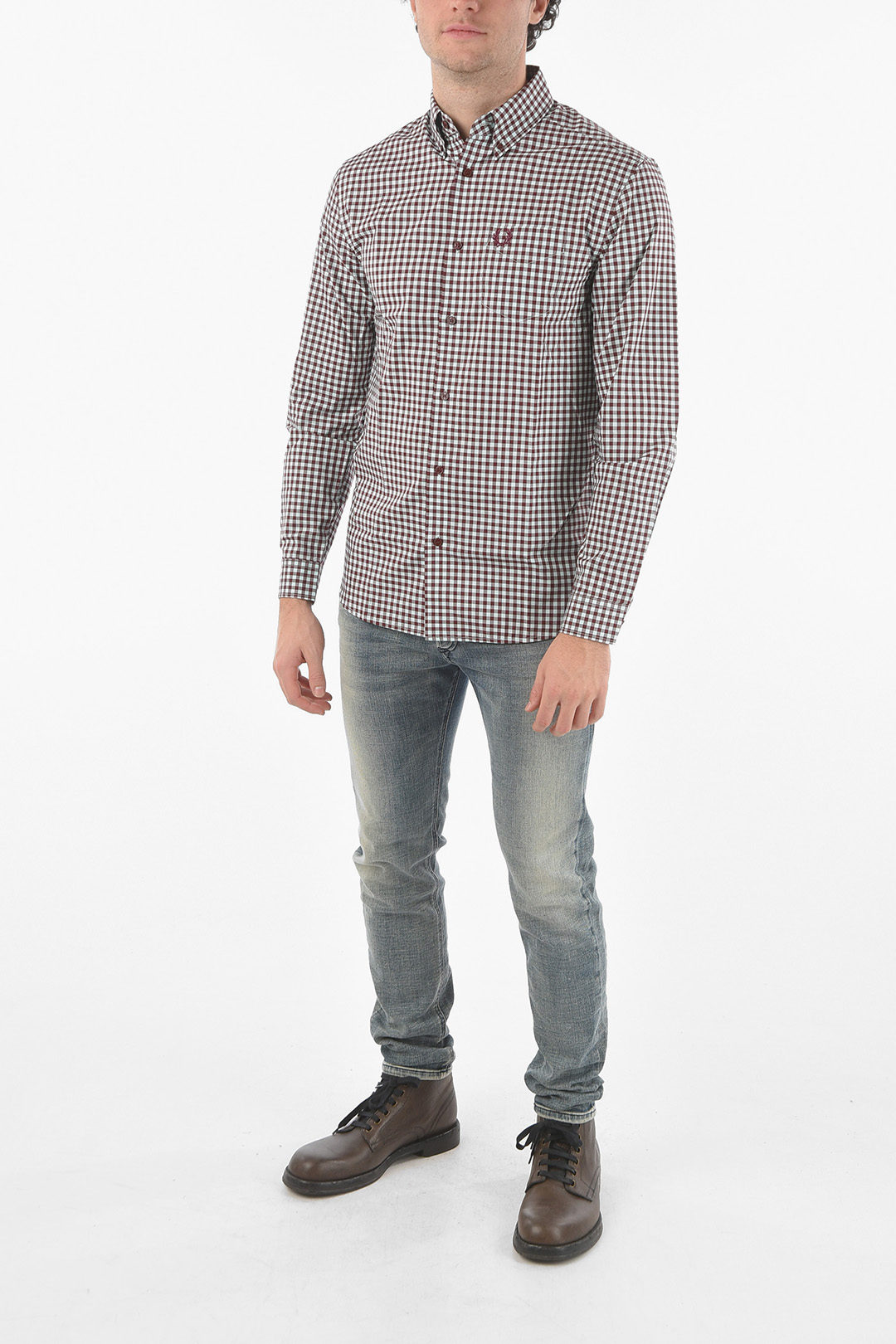 Fred Perry Button-down Gingham Motif Shirt With Breast-pocket 